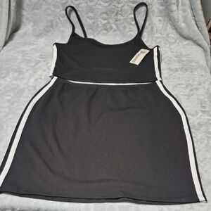 No Boundaries 2 Pc Skirt Set Black Cami and Skirt with White Side Stripe